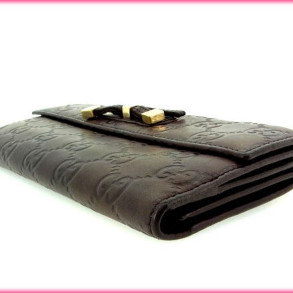Gucci Wallet Purse Long Wallet Guccissima Brown Woman Authentic Used Y285 - Picture 4 of 5